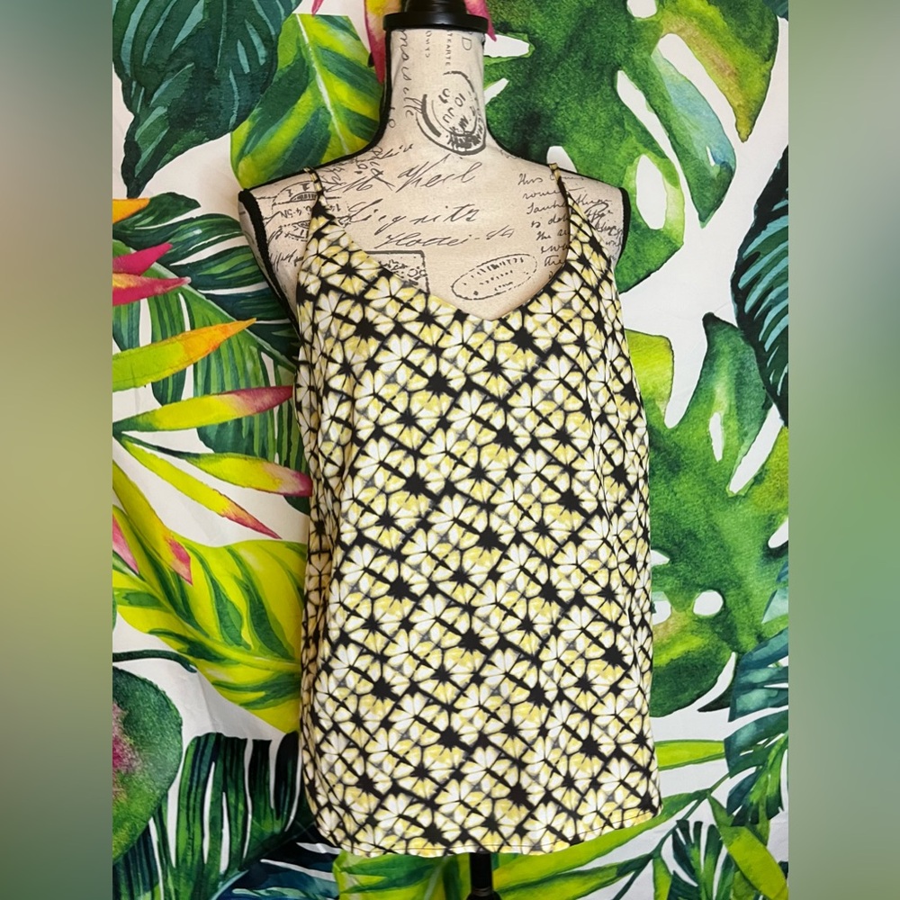 NWT Banana Republic M Brown Grey Yellow Abstract Tie Dye Summer Fall Camisole